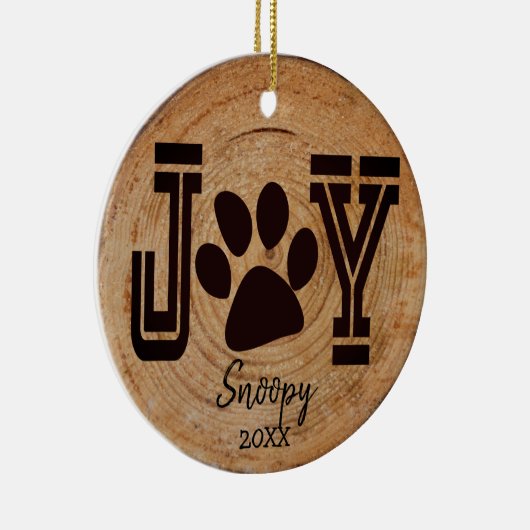 Rustic - Joy Puppy Paw Keramisch Ornament (Rechts)
