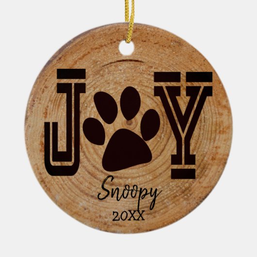 Rustic - Joy Puppy Paw Keramisch Ornament (Voorkant)