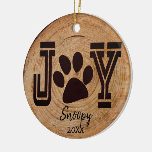 Rustic - Joy Puppy Paw Keramisch Ornament (Links)