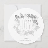 Rustic Joy Round Faux Silver Foil Holiday Card Feestdagenkaart (Voorkant)