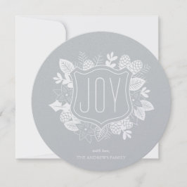 Rustic Joy Round Shimmer Silver Holiday-kaart Feestdagenkaart