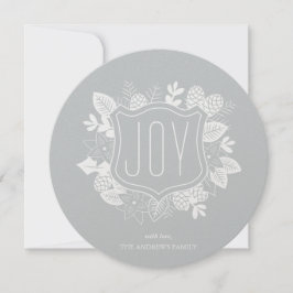 Rustic Joy Round Shimmer Silver Holiday-kaart Feestdagenkaart