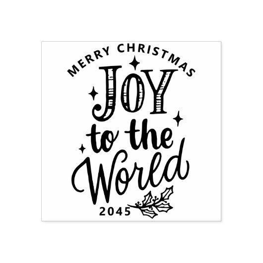Rustic Joy to the World Christmas Lettering Rubberstempel (Afrduk)