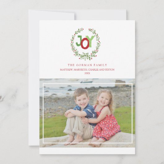 Rustic Joy Wreath | 2014 Vakantiefoto Groeten Feestdagenkaart (Voorkant)