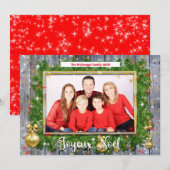 Rustic Joyeux Noel French Kerstmis Wreatfoto Feestdagenkaart (Voorkant / Achterkant)