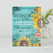 Rustic Jubileum voor zonnebloemen Kaart (Staand voorkant)