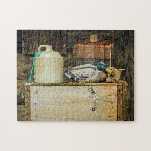 Rustic Jug Duck Decoy Foto Legpuzzel (Horizontaal)