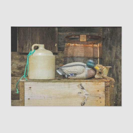 Rustic Jug Duck Decoy Foto Tissuepapier (Voorkant)