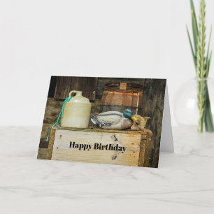 Rustic Jug Duck Decoy Foto van Birthday Kaart