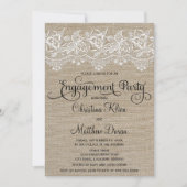 Rustic Jute and Lace Engagement Party Kaart (Voorkant)