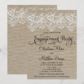 Rustic Jute and Lace Engagement Party Kaart (Voorkant / Achterkant)