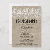 Rustic Jute and Lace Rehearsal Dinner Kaart (Voorkant)