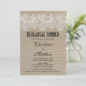 Rustic Jute and Lace Rehearsal Dinner Kaart (Staand voorkant)