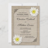 Rustic Jute and White Daisy Rehearsal Dinner Kaart (Voorkant)