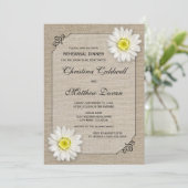 Rustic Jute and White Daisy Rehearsal Dinner Kaart (Staand voorkant)