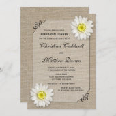 Rustic Jute and White Daisy Rehearsal Dinner Kaart (Voorkant / Achterkant)