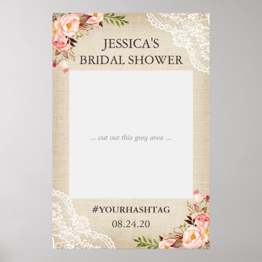 Rustic Jute Bloemenslak Bruidsdouche Fotorekwisiet Poster (Voorkant)