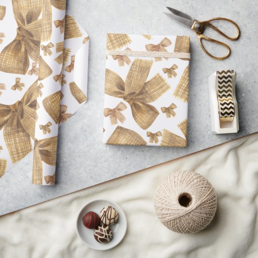 Rustic Jute Boogpatroon Cadeaupapier (Crafts)