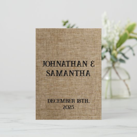 Rustic Jute Bruiloft Bedankkaart – Personaliseer (Staand voorkant)