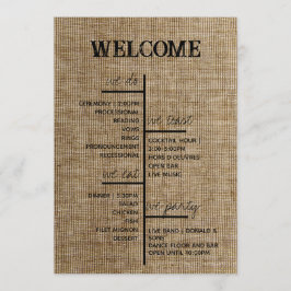 Rustic Jute Bruiloftsprogramma – Gepersonaliseerd Programmakaart