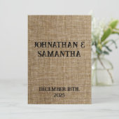 Rustic Jute Bruiloftsprogramma – Gepersonaliseerd Programmakaart (Staand voorkant)