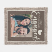 Rustic Jute Bruin 1e Kerst Verloving Foto Fleece Deken (Voorkant (Horizontaal))