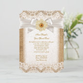 Rustic Jute Crème Kant, Gerbera Bloem Boog 3 Kaart (Staand voorkant)