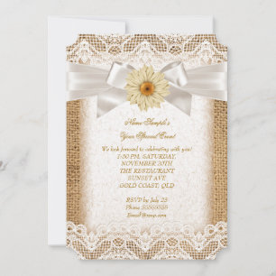 Rustic Jute Crème Kant, Gerbera Bloem Boog 3 Kaart