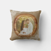 Rustic Jute en Kant Eerste Kerst Mis Kussen (Voorkant)