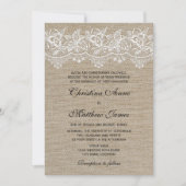 Rustic Jute en Lace Wedding Kaart (Voorkant)