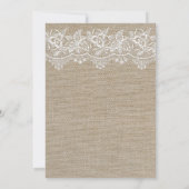 Rustic Jute en Lace Wedding Kaart (Achterkant)