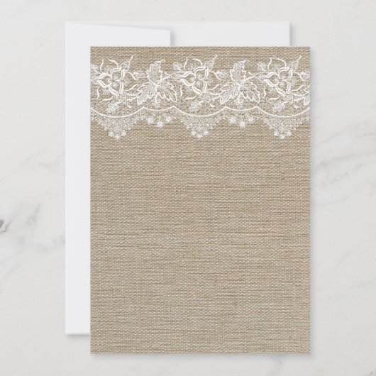 Rustic Jute en Lace Wedding Kaart (Achterkant)