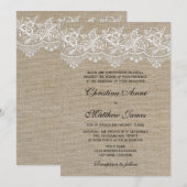 Rustic Jute en Lace Wedding Kaart (Voorkant / Achterkant)