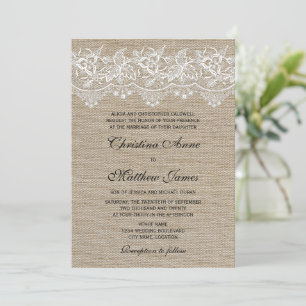 Rustic Jute en Lace Wedding Kaart