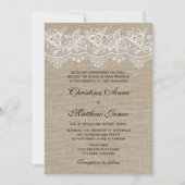 Rustic Jute en Lace Wedding Kaart (Voorkant)