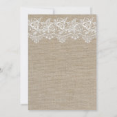 Rustic Jute en Lace Wedding Kaart (Achterkant)