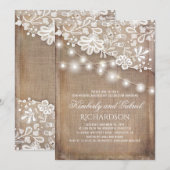 Rustic Jute en Lichten Kant Trouwjubilea Kaart (Voorkant / Achterkant)