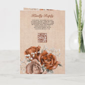 Rustic Jute Gebrande Oranje Roos QR Code Trouwen (Achterkant)