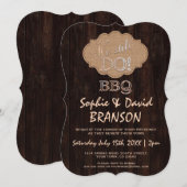 Rustic Jute Hout We doen nog steeds BBQ Uitnodigin Kaart (Voorkant / Achterkant)