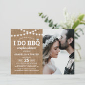 Rustic Jute I Do BBQ Koppel Bruiloft Kaart (Staand voorkant)