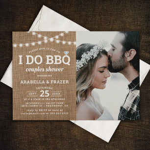 Rustic Jute I Do BBQ Koppel Bruiloft Kaart