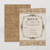 Rustic Jute Kant Bruiloft RSVP Kaartje (Voorkant / Achterkant)