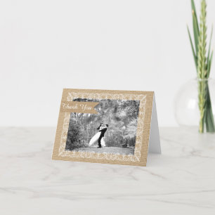 Rustic Jute Kant Foto Bruiloft Bedankt