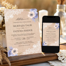 Rustic jute kant paarse bloem islamitische bruilof