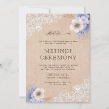 Rustic jute kant paarse bloem islamitische Mehndi