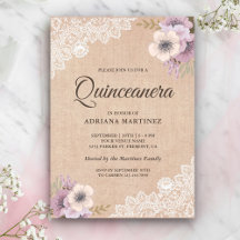 Rustic jute kant roze bloemige Quinceanera