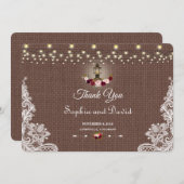 Rustic jute kant slingerlichten bruiloft bedankt (Voorkant / Achterkant)