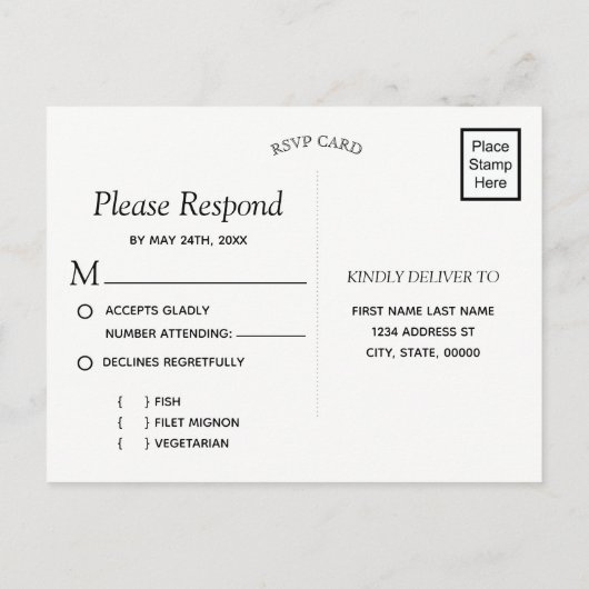 Rustic jute met kanten hoeken | Maaltijdkeuze RSVP Uitnodiging Briefkaart (Achterkant)