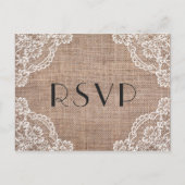 Rustic jute met kanten hoeken | Maaltijdkeuze RSVP Uitnodiging Briefkaart (Voorkant)