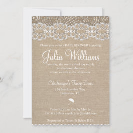 Rustic Jute & Vintage Kant Baby Shower Uitnodiging